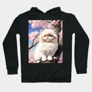 Persian cat in a cherry blossom tree - Modern digital art Hoodie